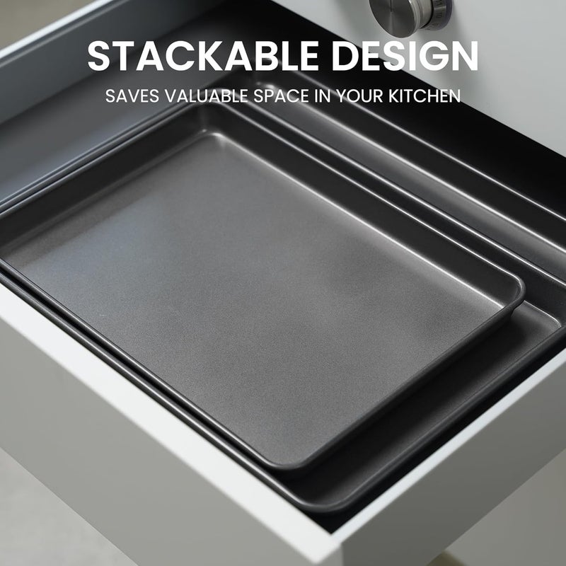 BLISI 3-Piece Nonstick Baking Sheet Set – 16"x12", 15"x10", 13"x9" Carbon Steel Cookie Sheet Pan Set, Baking Trays for Oven, Heavy-Duty Bakeware for Home Kitchen - Image 4